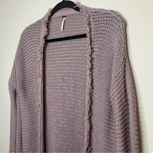 FREE PEOPLE Woodstock Boho Longlined Fringe Knit Pockets Cardigan - Picture 4 of 11